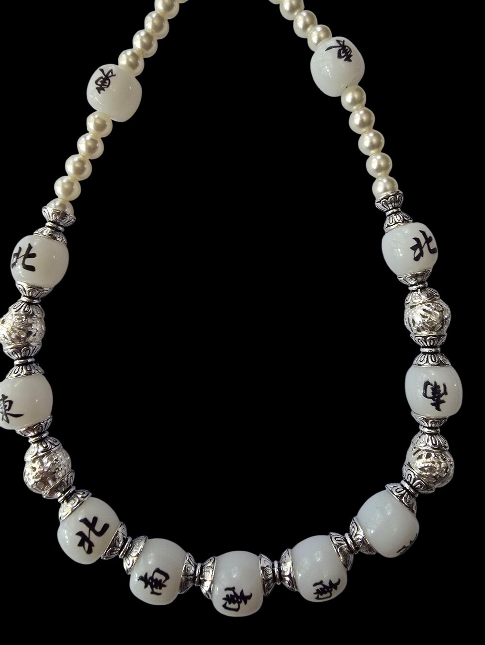MAHJONG LOVERS DESIGNER WINDS PORCELAIN PLOLISHED BEADS CHOKER NECKLACE